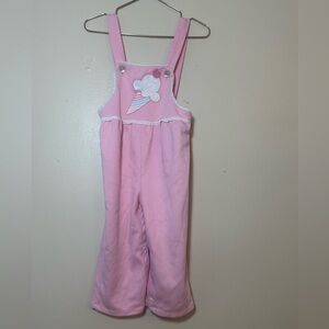 Vintage Baby Girl 24 Month Grandmas Love Pink Ice Cream Overalls Jumpsuit